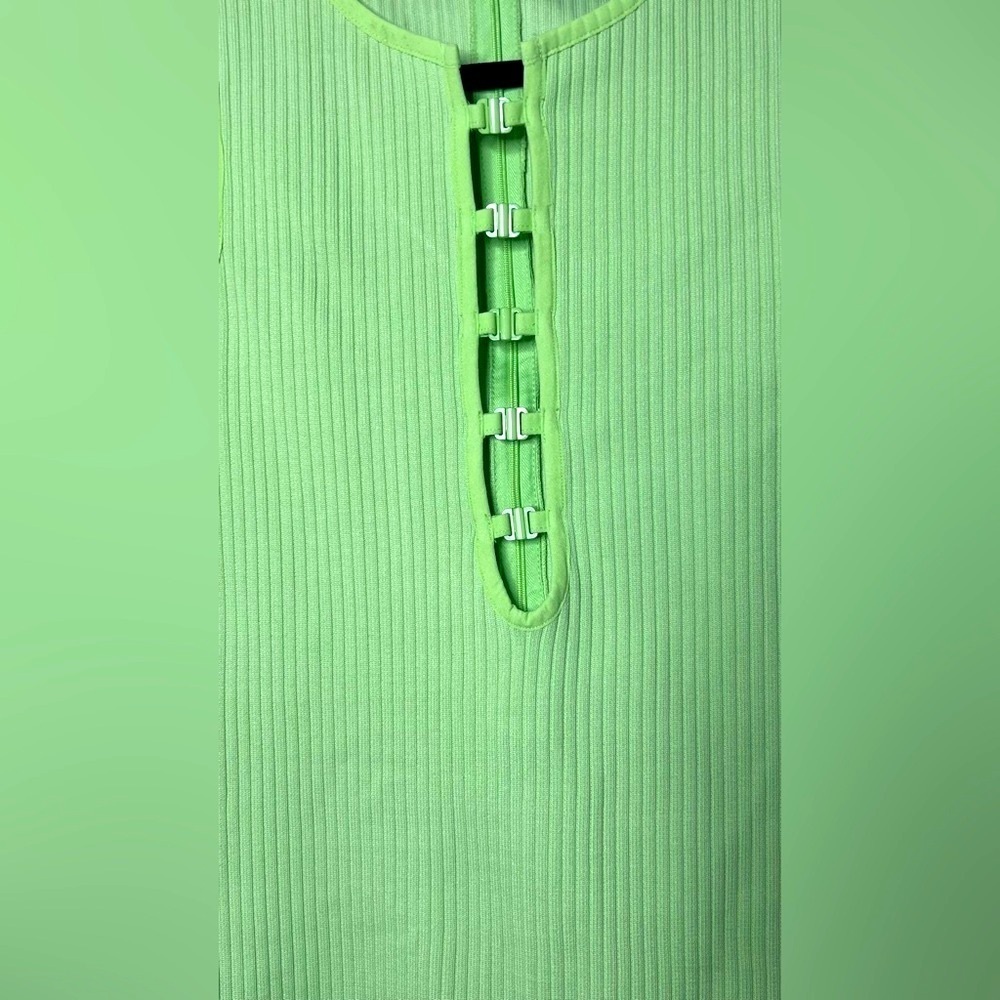 Forever 21 Lime Green Ribbed Hook-and-Eye Mini Dress - Picture 6 of 7